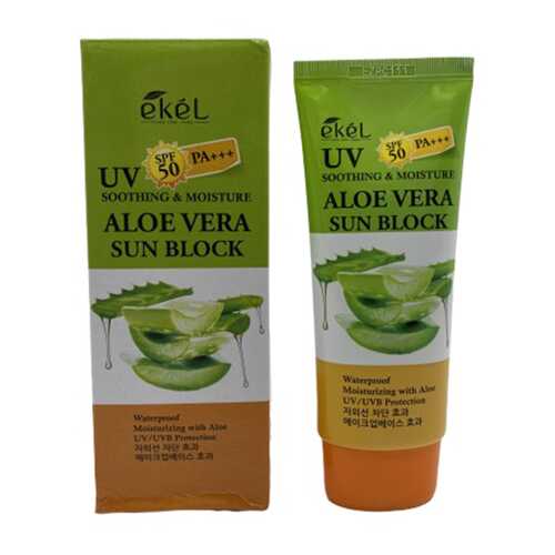 Солнцезащитный крем с алоэ Ekel UV aloe ampule sun block SPF50+PA+++ в Летуаль