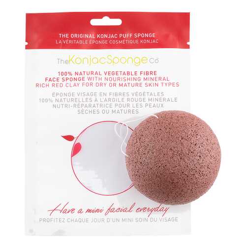 Спонж для умывания The Konjac Sponge Co Konjac Facial Puff Sponge With Red French Clay в Летуаль