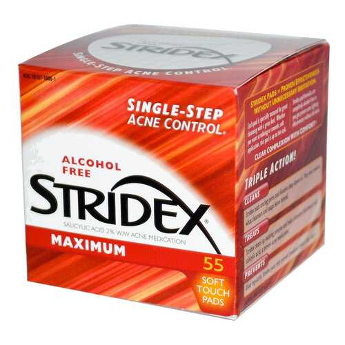 Влажные салфетки Stridex Single-Step Acne Control Maximum 55 шт в Летуаль