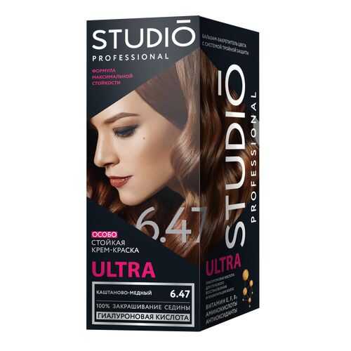 Комплект ULTRA для окрашивания волос STUDIO PROFESSIONAL 6.47 каштаново-медный 2*50+15 мл в Летуаль